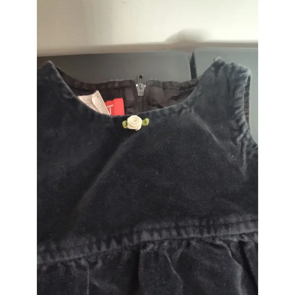 Vintage ESPRIT Velvet Black Baby Dress 12mos Retro 90s